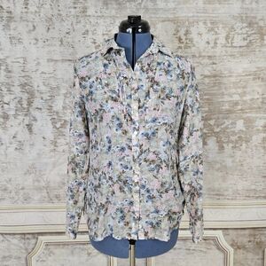 Cottagecore Blouse Floral Top M Grannycore Fitted Lightweight VTG Y2K L/S